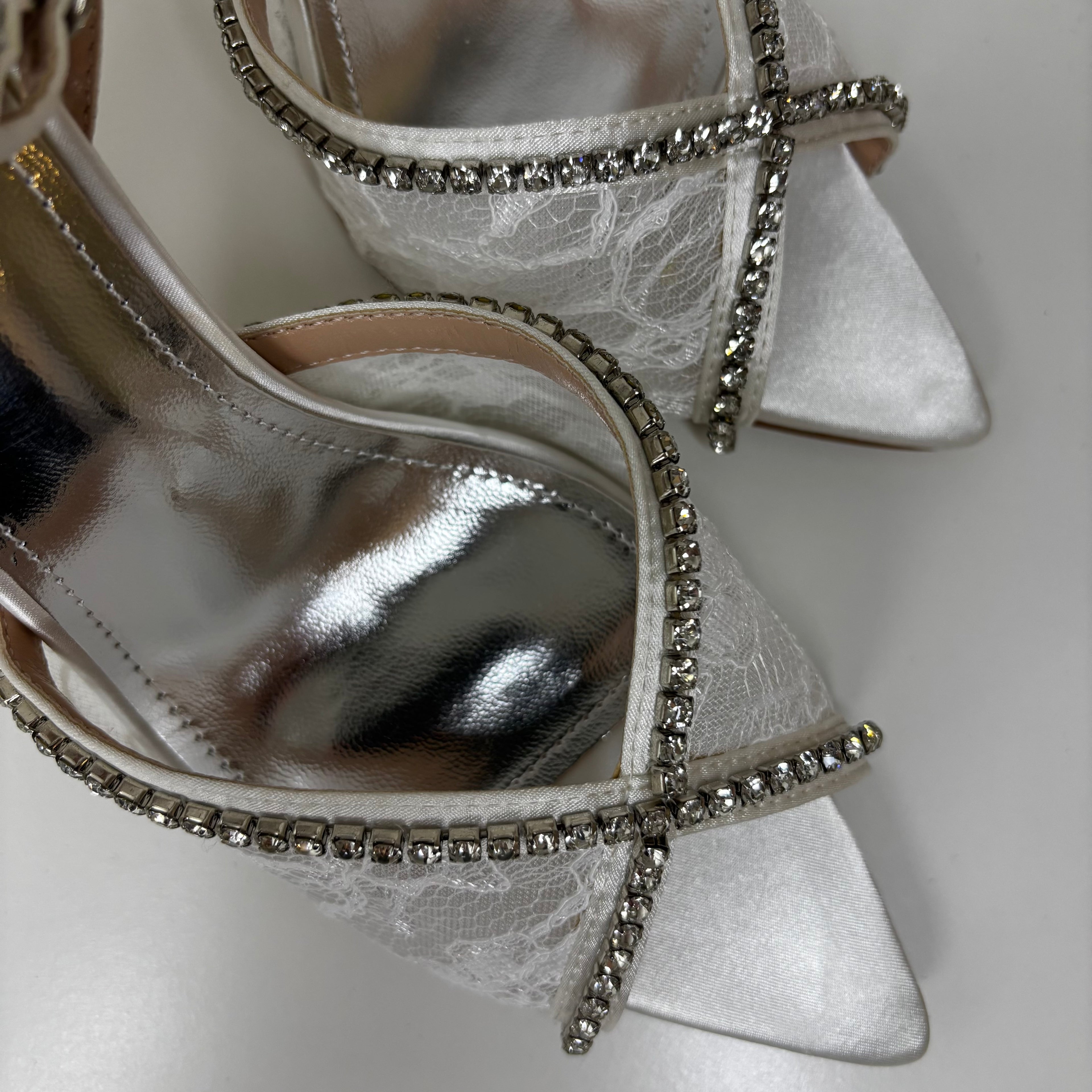 White Lace Stone Pumps