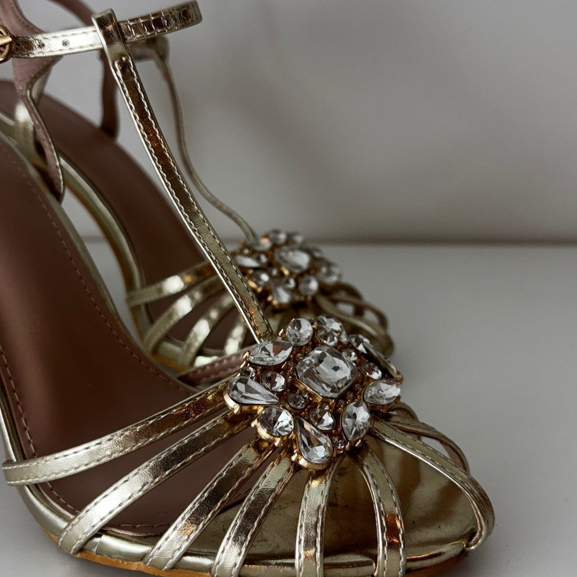 Gold Bloom Heels