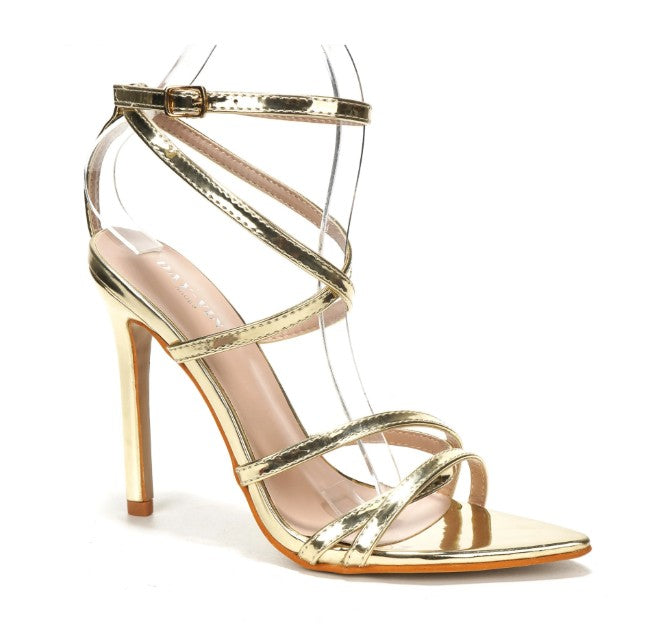 Gold Sandal with Criss-Cross Strap
