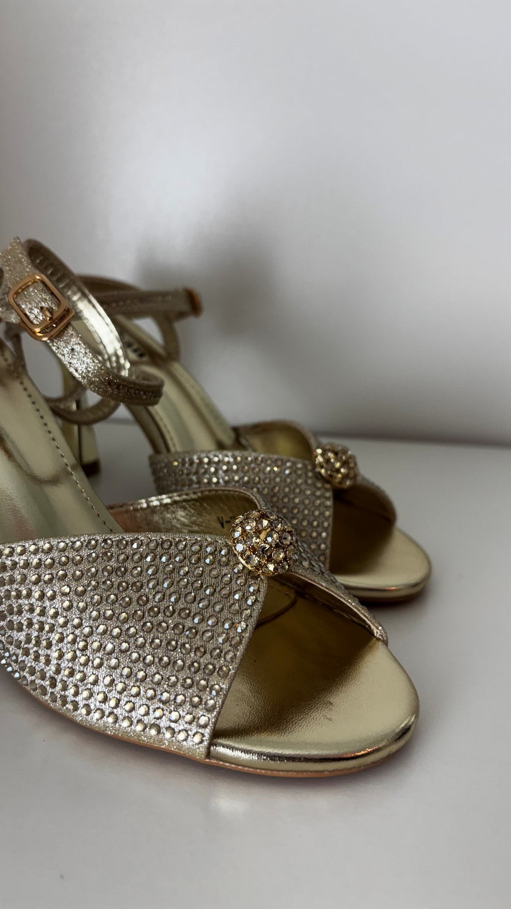 Heeled Gold Sandal with Ankle Strap
