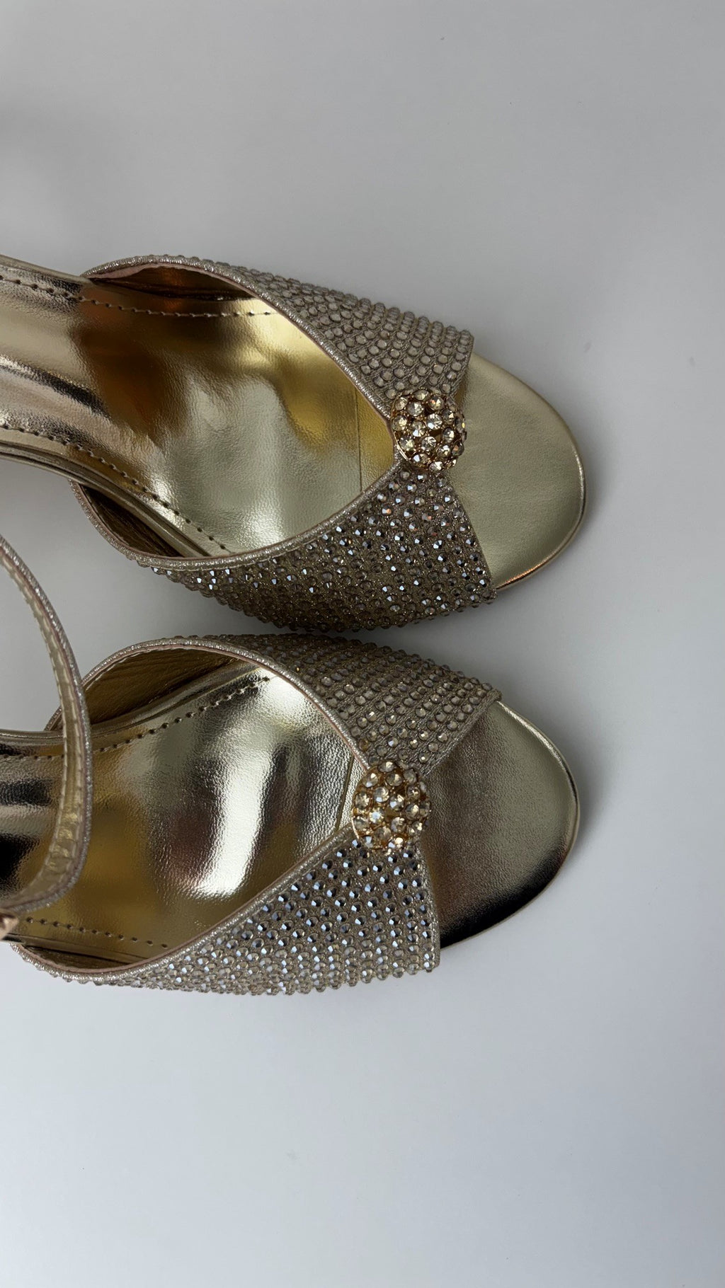Heeled Gold Sandal with Ankle Strap