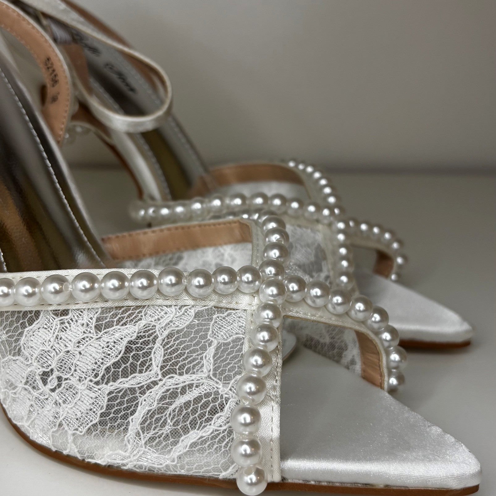 White Lace Pearl Pumps