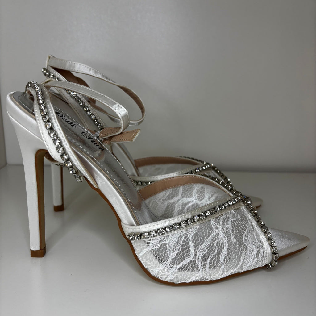 White Lace Stone Pumps