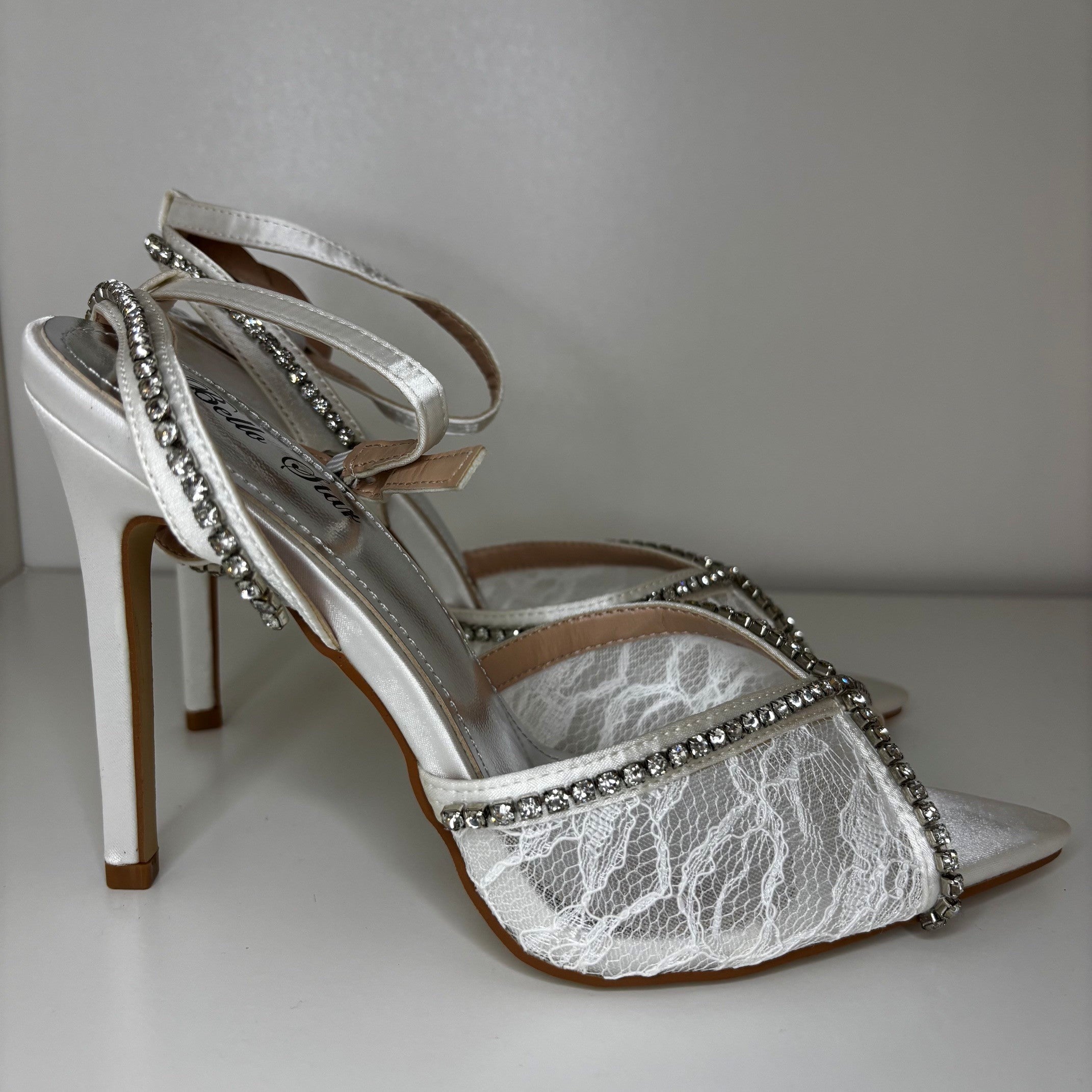 White Lace Stone Pumps