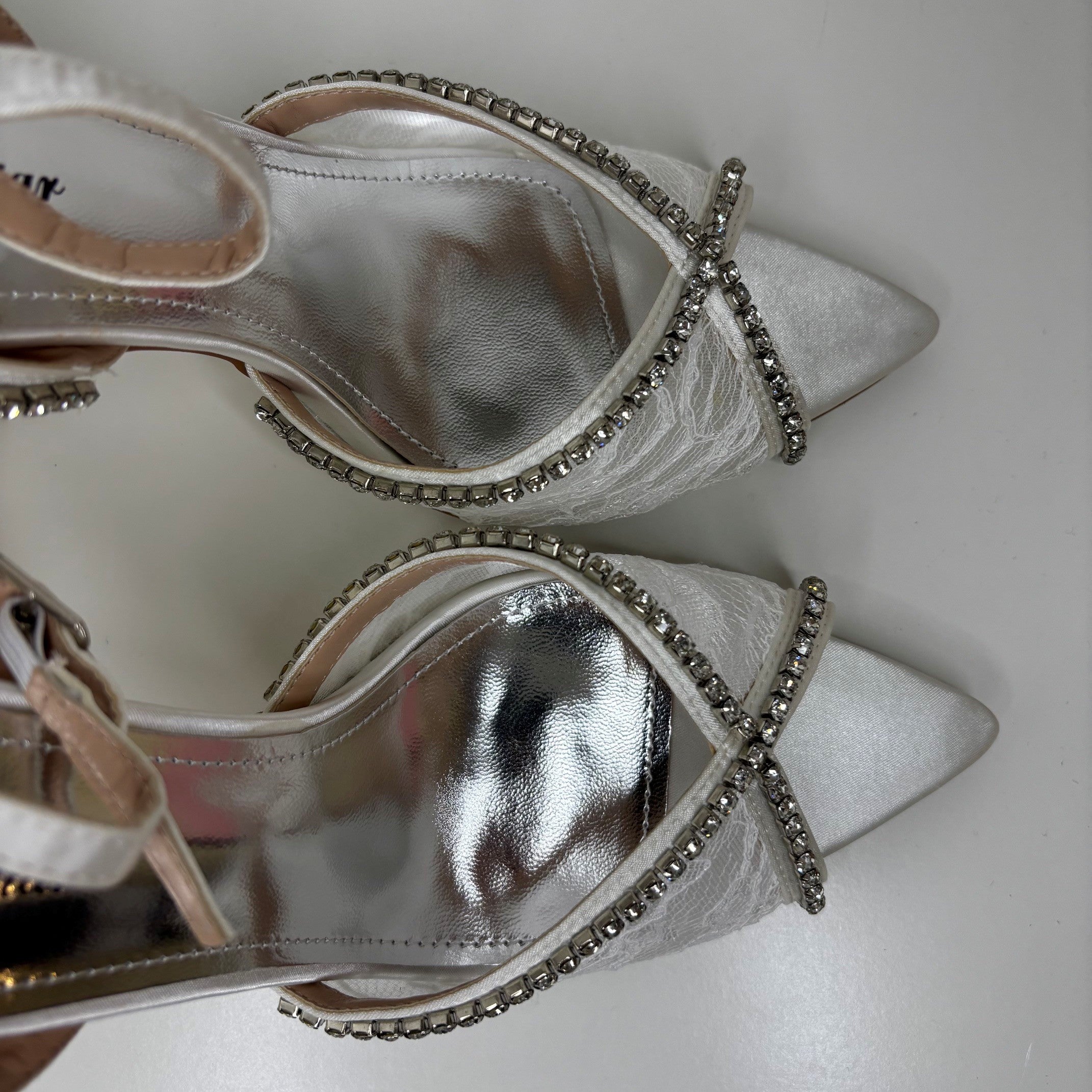 White Lace Stone Pumps