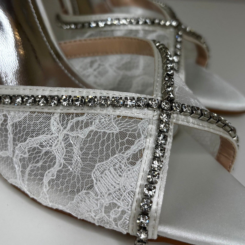 White Lace Stone Pumps