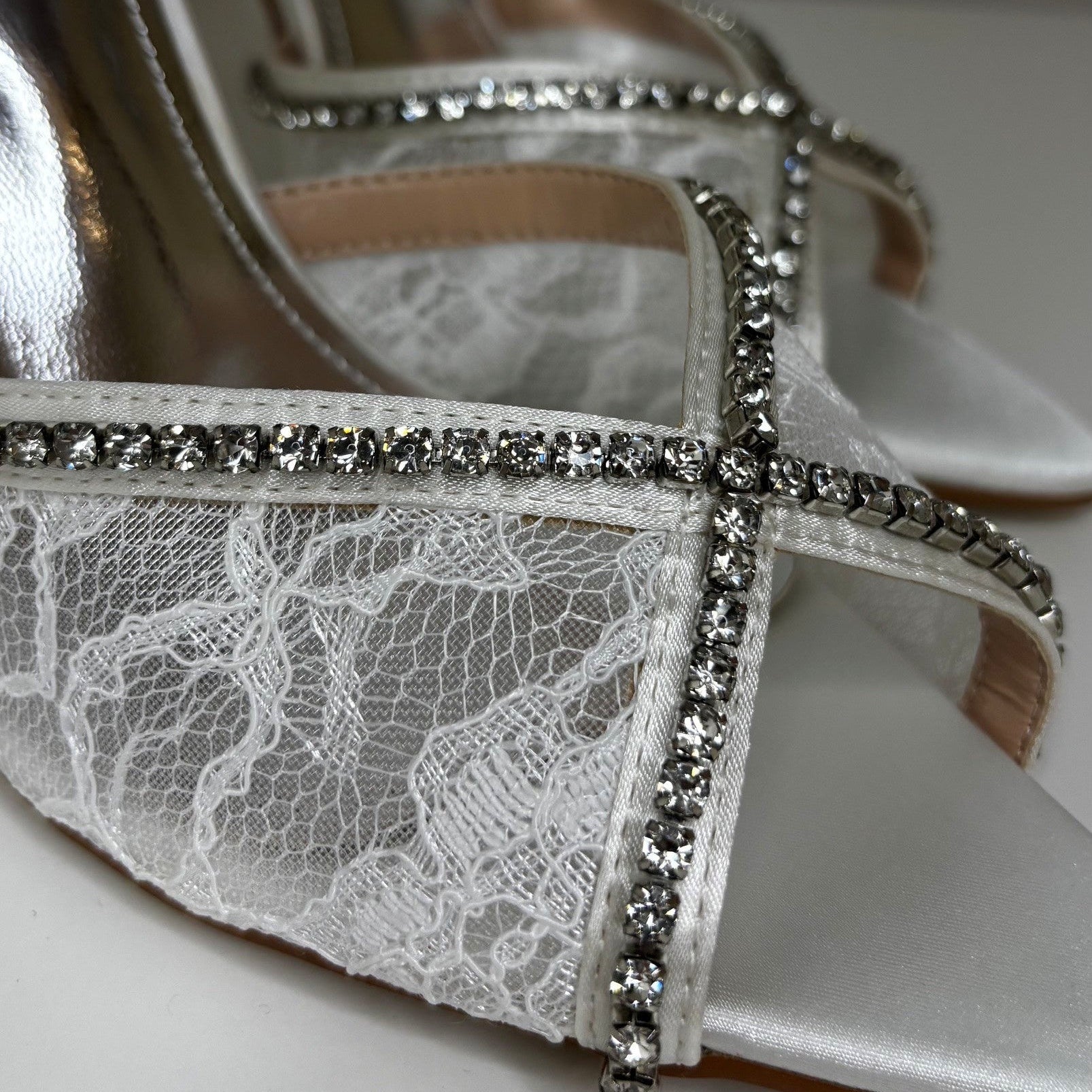 White Lace Stone Pumps